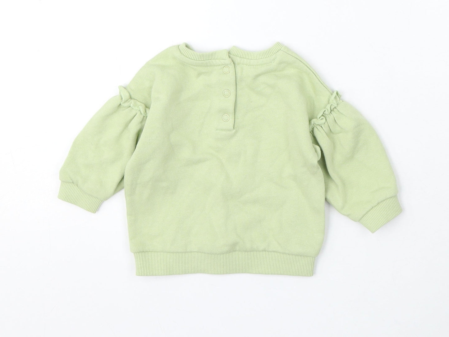 George Girls Green Cotton Pullover Jumper Size 0-3 Months - Flowers Grown With Love