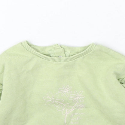 George Girls Green Cotton Pullover Jumper Size 0-3 Months - Flowers Grown With Love