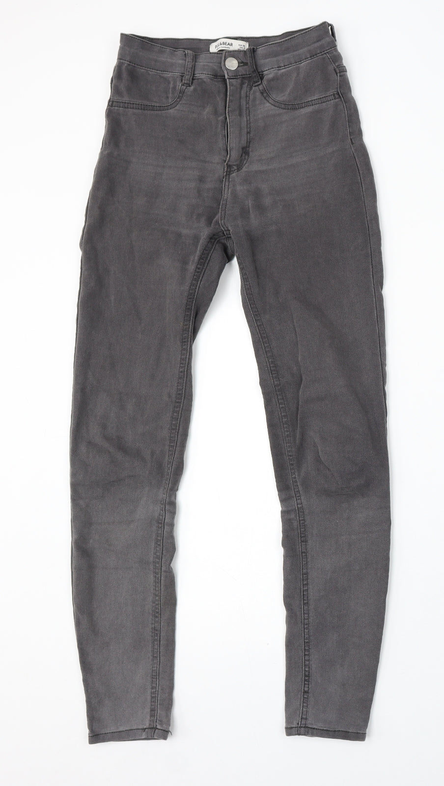 Pull&Bear Womens Grey Cotton Skinny Jeans Size 4 L29 in Regular Button