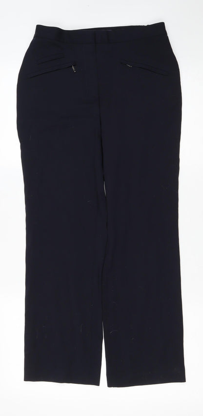 Womens UK Size 8 Marks and Spencer Regular Fit Dress Pants Blue Trousers