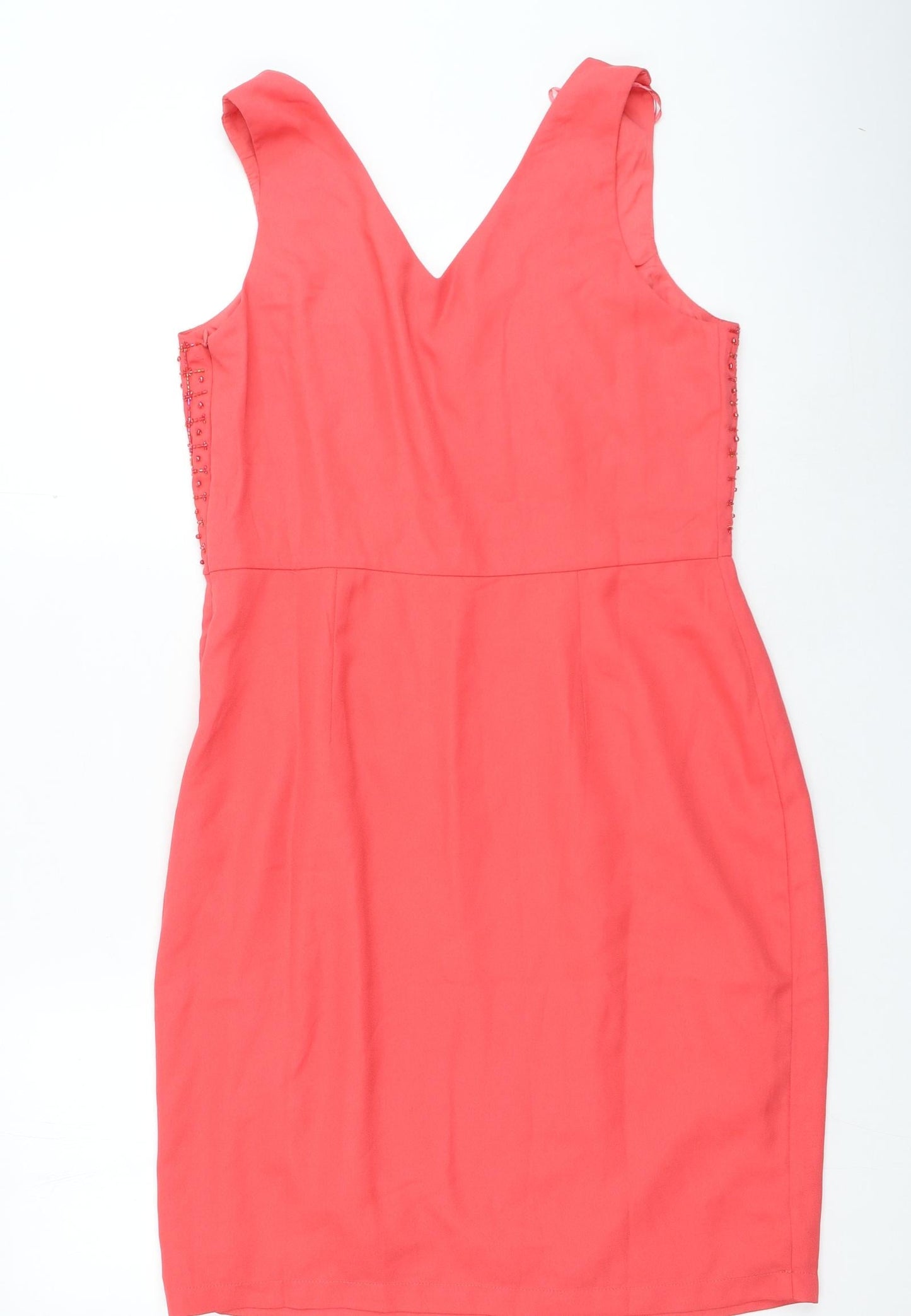 George Womens Pink Polyester Fit & Flare Size 12 V-Neck