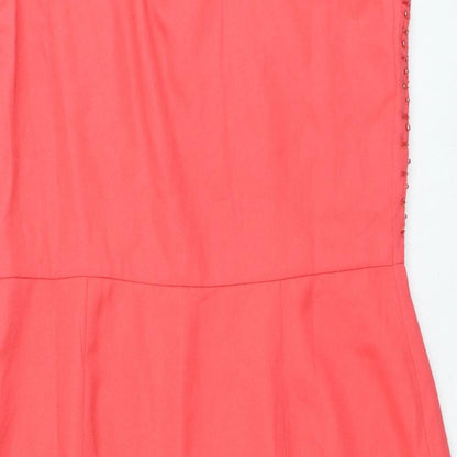 George Womens Pink Polyester Fit & Flare Size 12 V-Neck