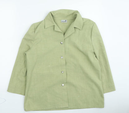 Karelia Womens Green Polyester Basic Button-Up Size 16 Collared