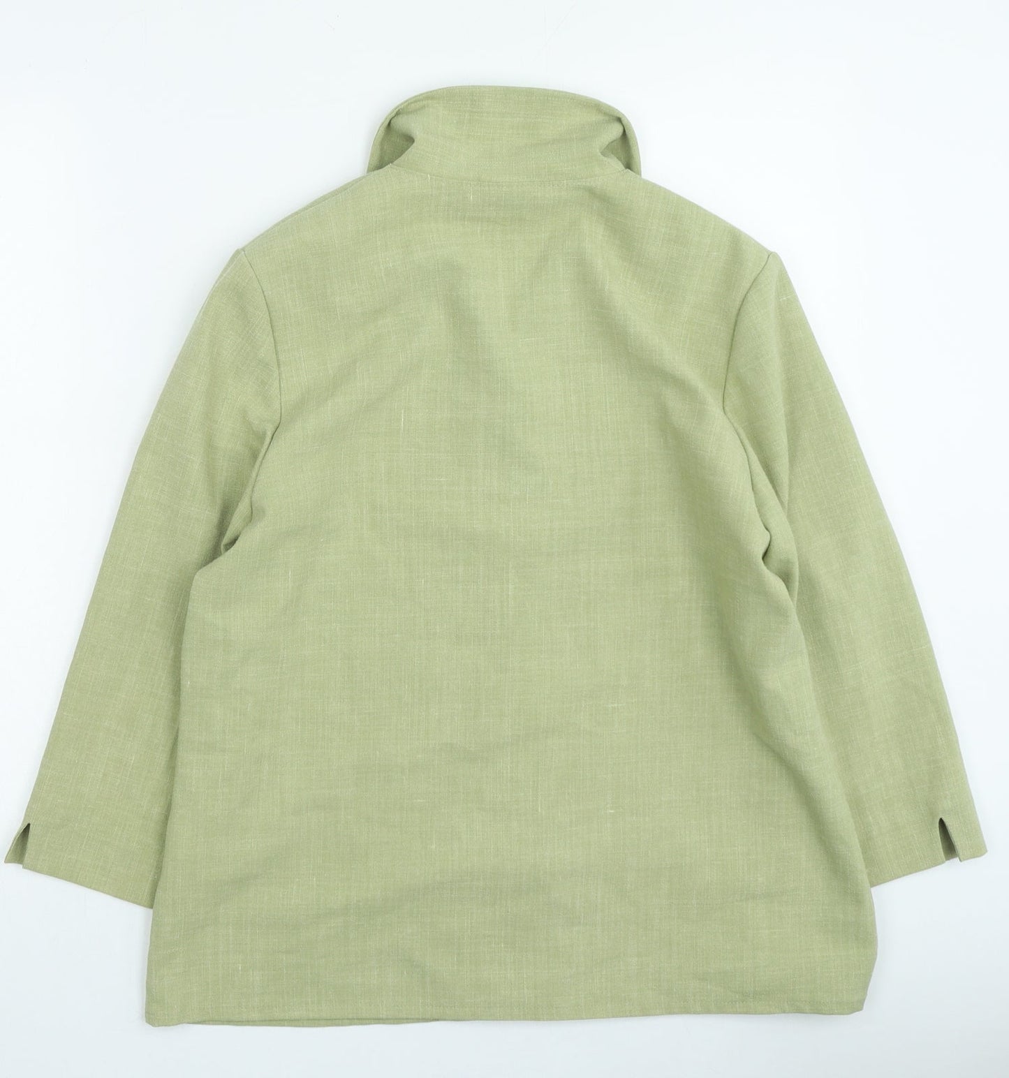 Karelia Womens Green Polyester Basic Button-Up Size 16 Collared