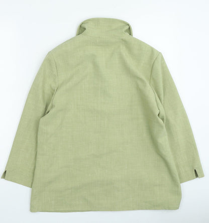 Karelia Womens Green Polyester Basic Button-Up Size 16 Collared