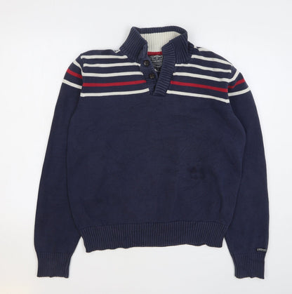 Kensington Womens Blue Striped Cotton Pullover Sweatshirt Size XL Button
