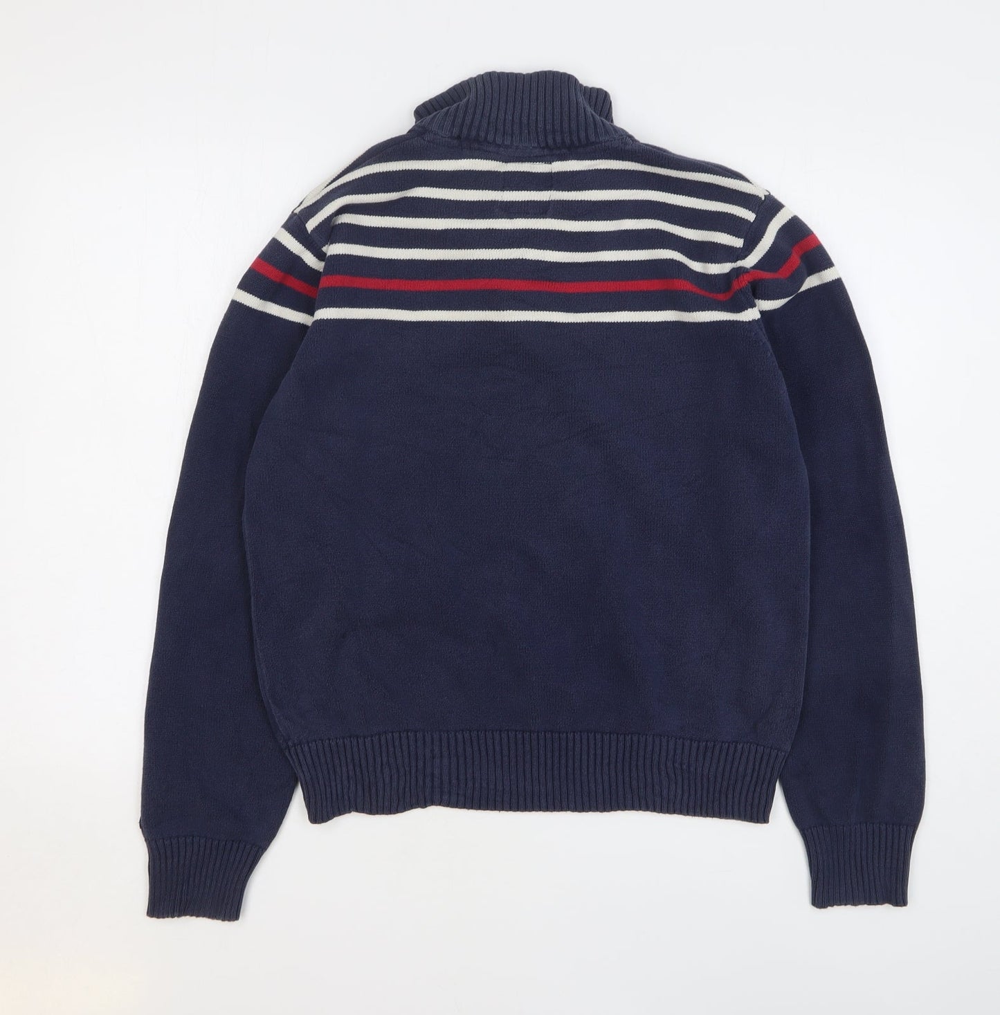 Kensington Womens Blue Striped Cotton Pullover Sweatshirt Size XL Button