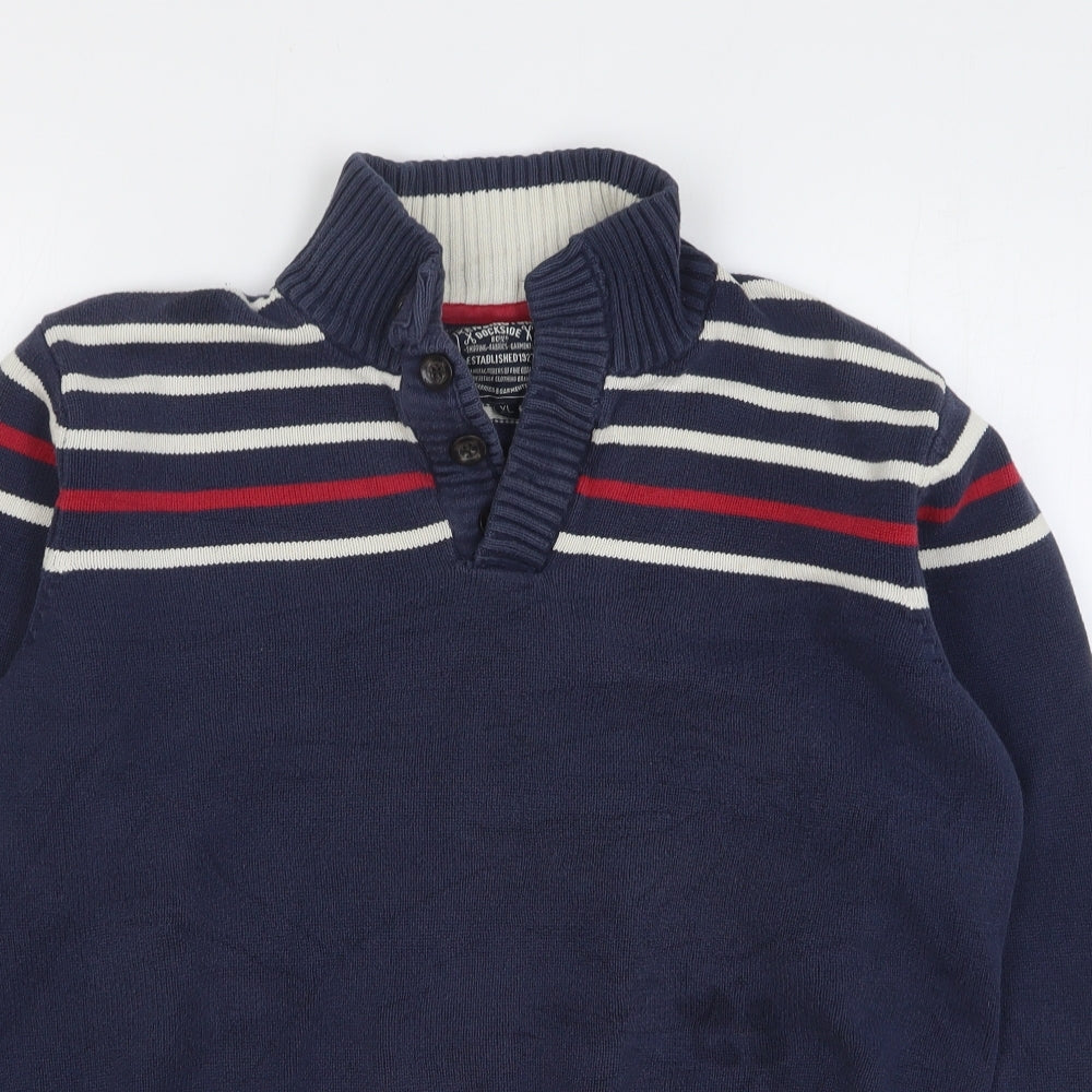 Kensington Womens Blue Striped Cotton Pullover Sweatshirt Size XL Button