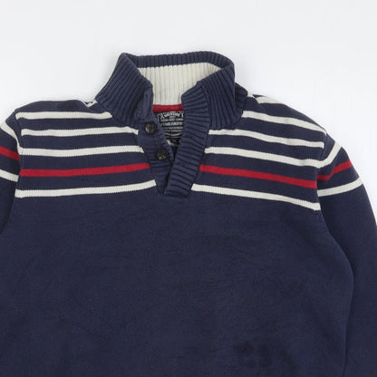 Kensington Womens Blue Striped Cotton Pullover Sweatshirt Size XL Button