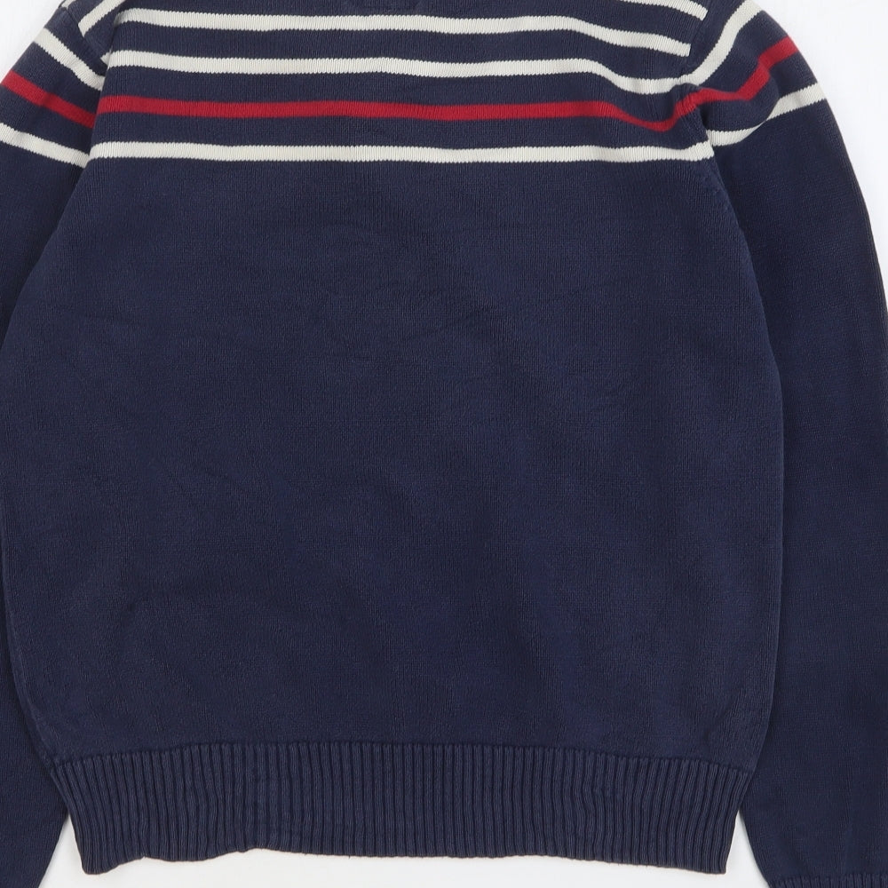 Kensington Womens Blue Striped Cotton Pullover Sweatshirt Size XL Button