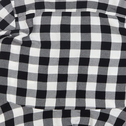 George Womens Black Check Modal Basic Button-Up Size 14 Round Neck