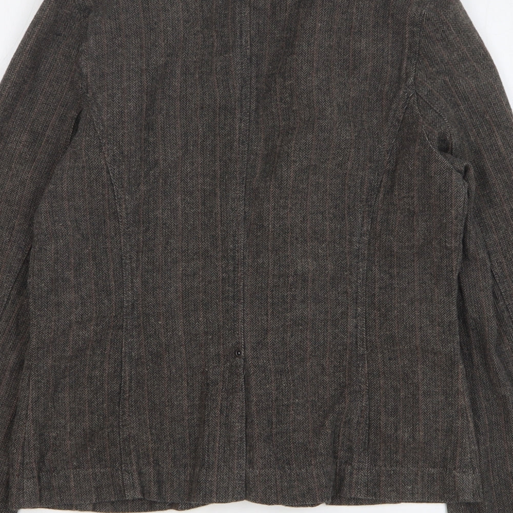 Moto Womens Brown Herringbone Cotton Jacket Blazer Size 12