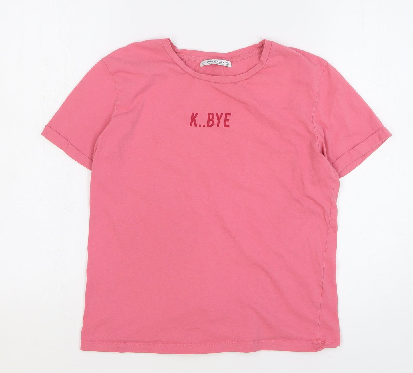 Womens UK Size M Pull & Bear Pink Basic T-Shirt