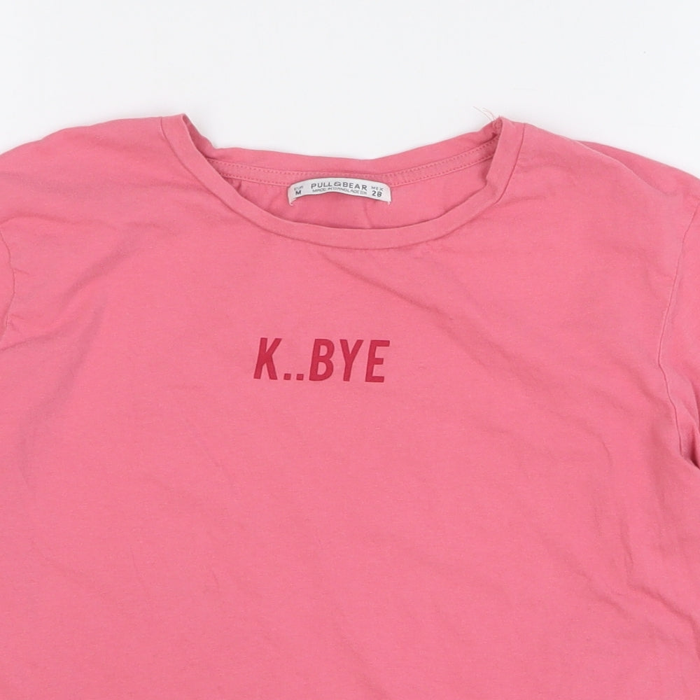 Womens UK Size M Pull & Bear Pink Basic T-Shirt