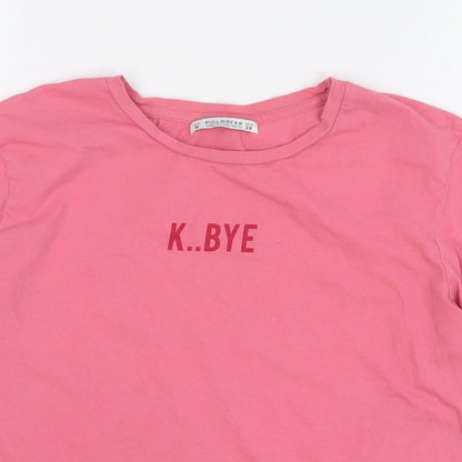 Womens UK Size M Pull & Bear Pink Basic T-Shirt
