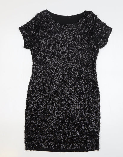 Apricot Womens Black Polyester Shift Size 10 Round Neck Pullover