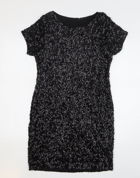 Apricot Womens Black Polyester Shift Size 10 Round Neck Pullover