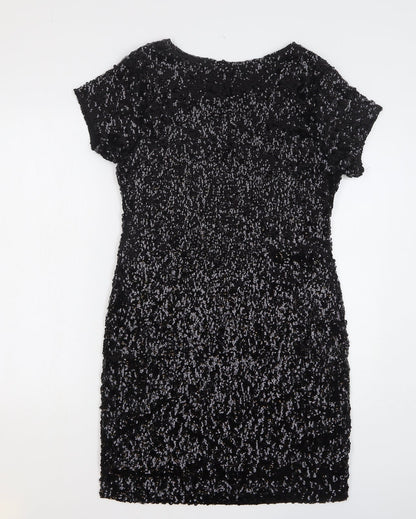 Apricot Womens Black Polyester Shift Size 10 Round Neck Pullover