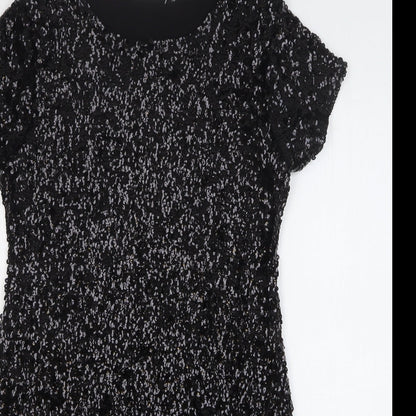Apricot Womens Black Polyester Shift Size 10 Round Neck Pullover