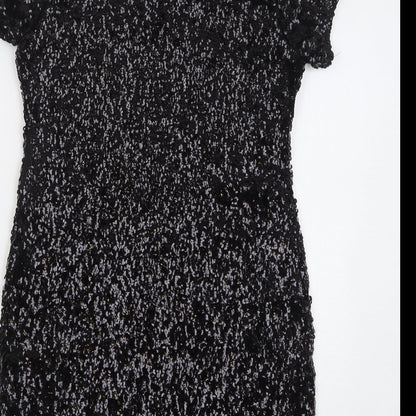 Apricot Womens Black Polyester Shift Size 10 Round Neck Pullover