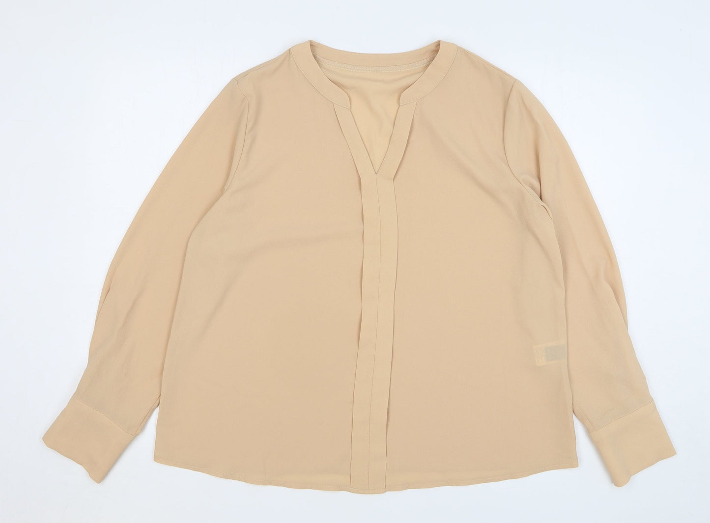 SheIn Womens Beige Polyester Basic Blouse Size 12 V-Neck