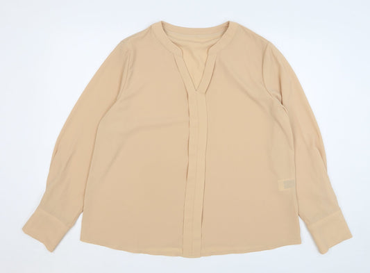 SheIn Womens Beige Polyester Basic Blouse Size 12 V-Neck