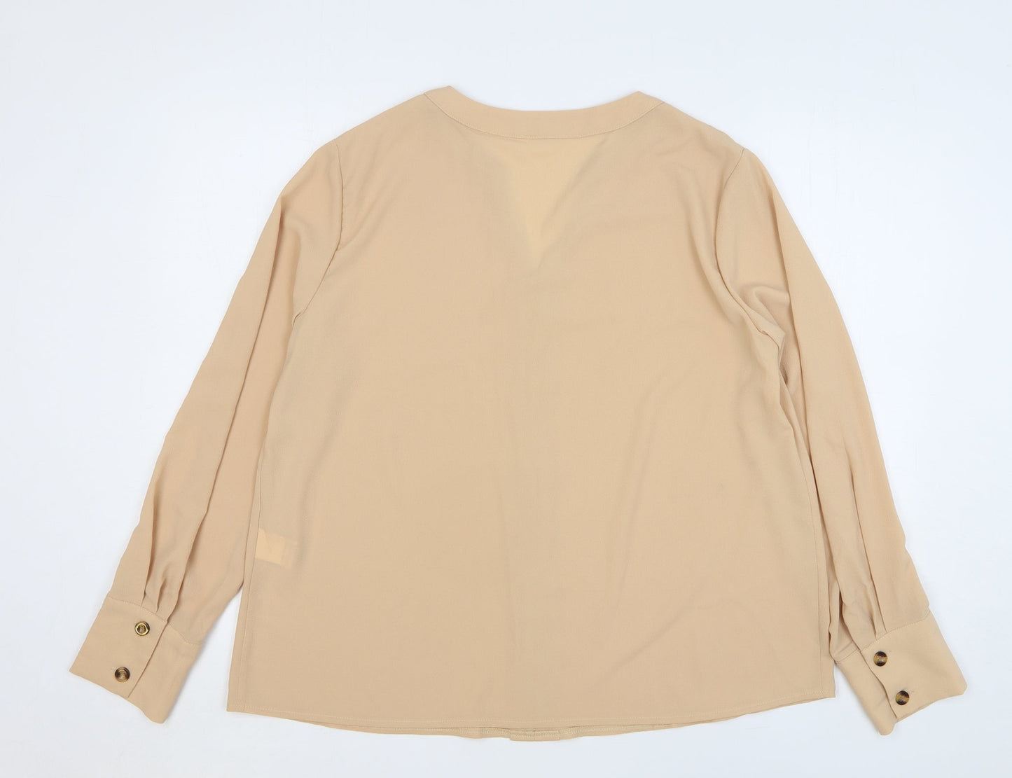 SheIn Womens Beige Polyester Basic Blouse Size 12 V-Neck