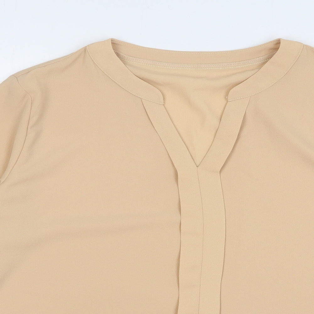 SheIn Womens Beige Polyester Basic Blouse Size 12 V-Neck