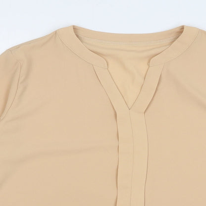 SheIn Womens Beige Polyester Basic Blouse Size 12 V-Neck