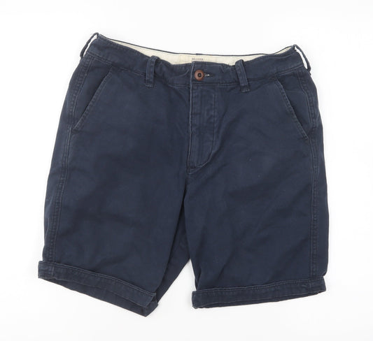 Hollister Womens Blue Cotton Chino Shorts Size 30 in L7 in Regular Button