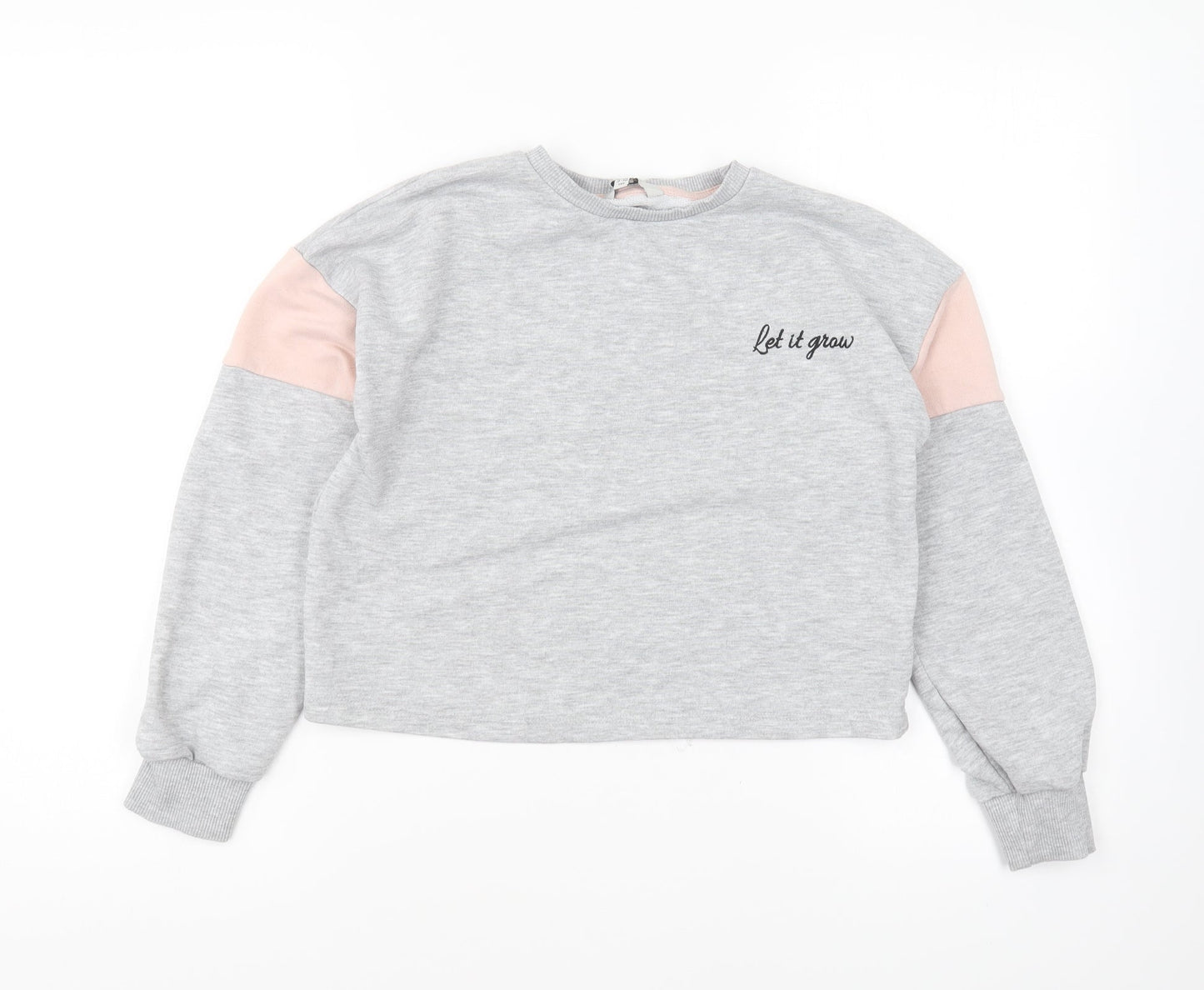 Miss E-vie Girls Grey Polyester Pullover Sweatshirt Size 9-10 Years Pullover - Let It Grow