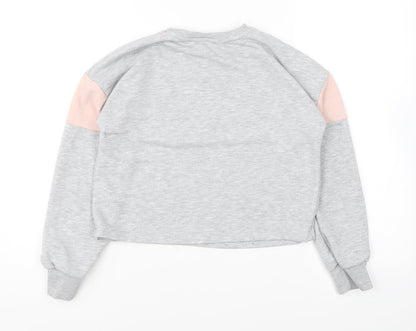 Miss E-vie Girls Grey Polyester Pullover Sweatshirt Size 9-10 Years Pullover - Let It Grow