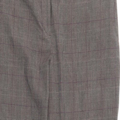 NEXT Womens Grey Plaid Polyester Trousers Size 16 L29 in Regular Button
