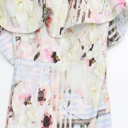 Bardot Womens Multicoloured Floral Polyester Bodycon Size 8 Sweetheart Zip