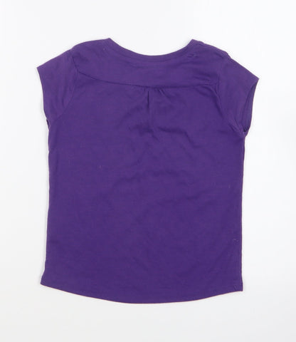 LA Gear Girls Purple Cotton Basic T-Shirt Size 7-8 Years Round Neck Pullover