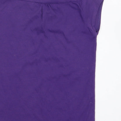 LA Gear Girls Purple Cotton Basic T-Shirt Size 7-8 Years Round Neck Pullover
