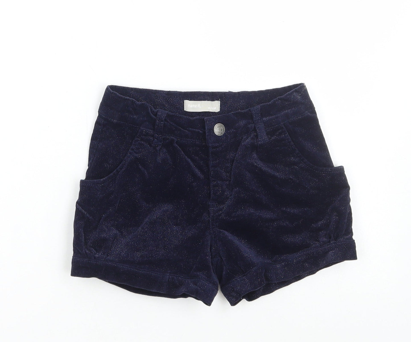 name it Girls Blue Cotton Boyfriend Shorts Size 6 Years Regular Zip