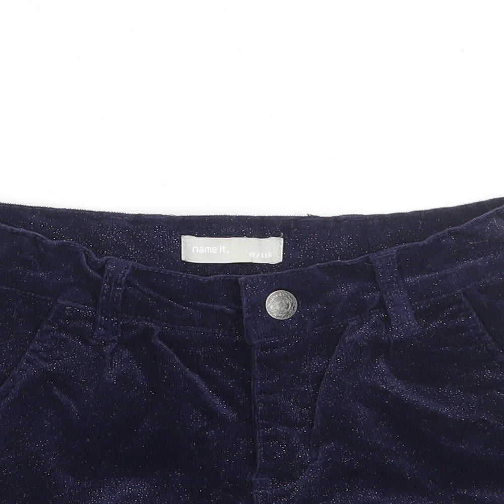 name it Girls Blue Cotton Boyfriend Shorts Size 6 Years Regular Zip