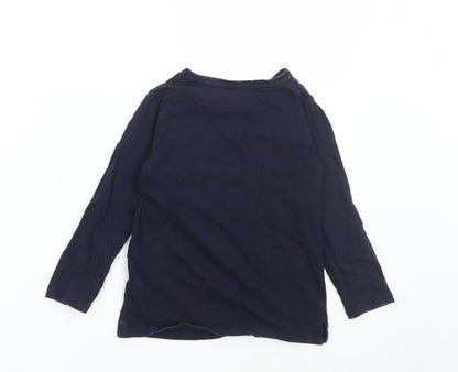 Dunnes Stores Girls Blue Floral Cotton Basic T-Shirt Size 8 Years Round Neck Pullover
