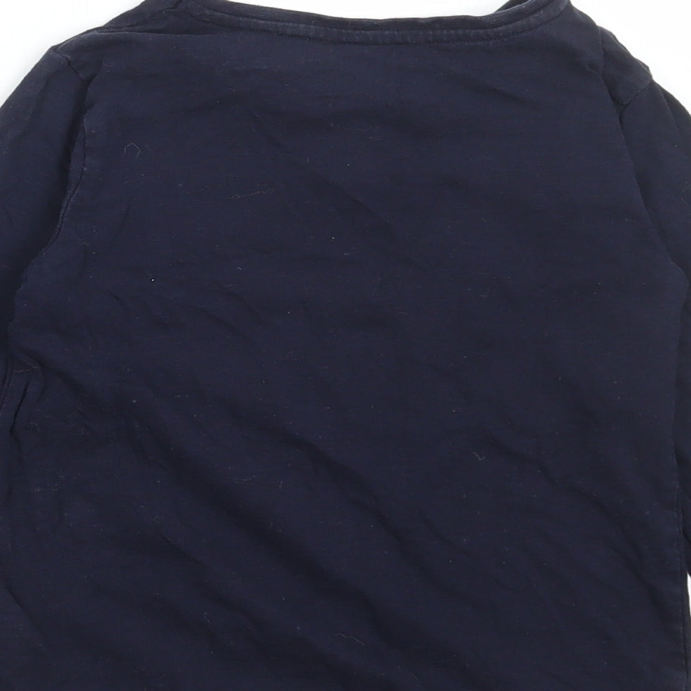 Dunnes Stores Girls Blue Floral Cotton Basic T-Shirt Size 8 Years Round Neck Pullover