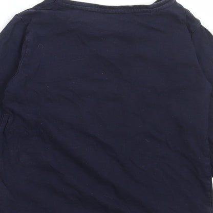 Dunnes Stores Girls Blue Floral Cotton Basic T-Shirt Size 8 Years Round Neck Pullover