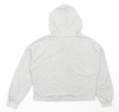SheIn Womens Grey Floral Cotton Pullover Hoodie Size S Pullover - Smile