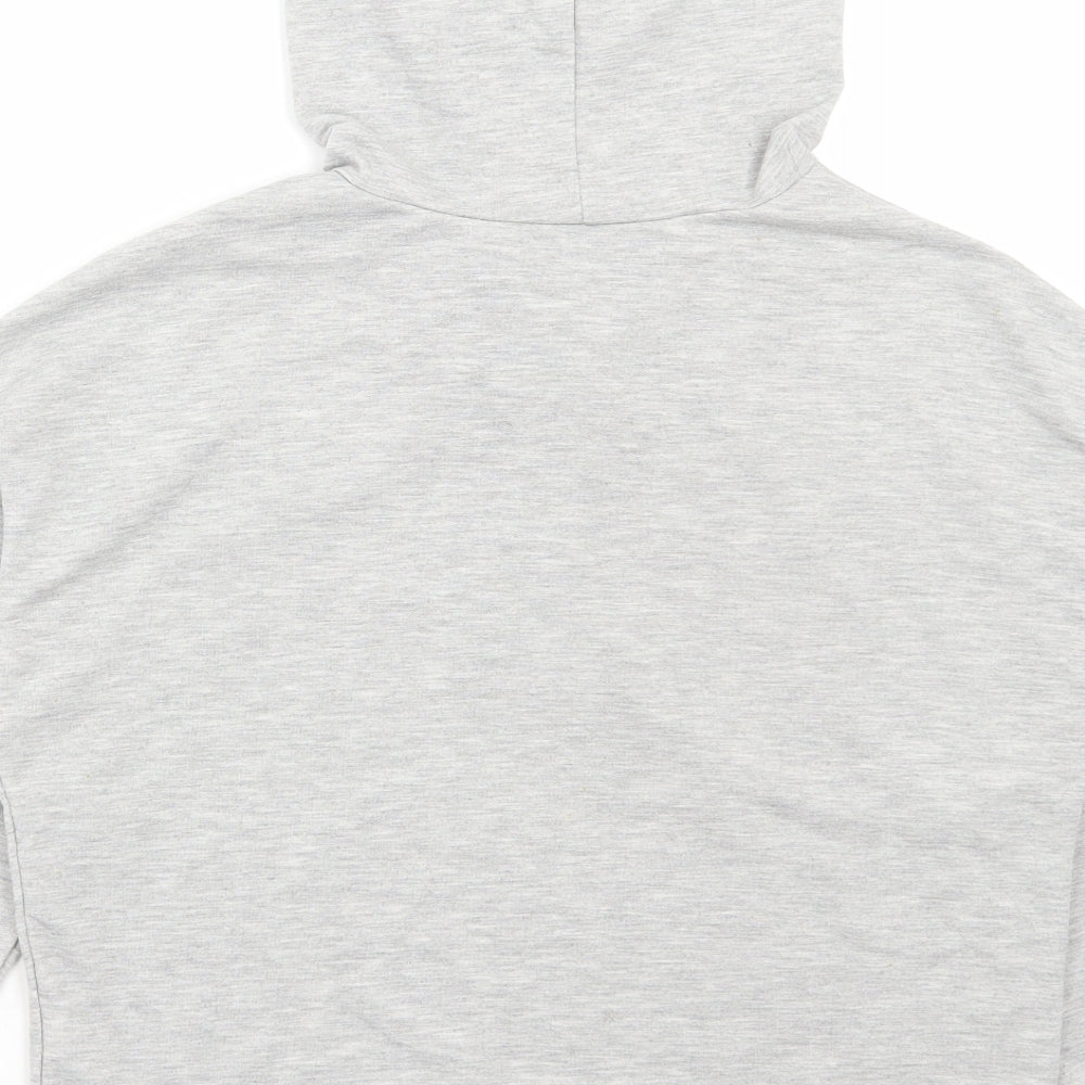 SheIn Womens Grey Floral Cotton Pullover Hoodie Size S Pullover - Smile