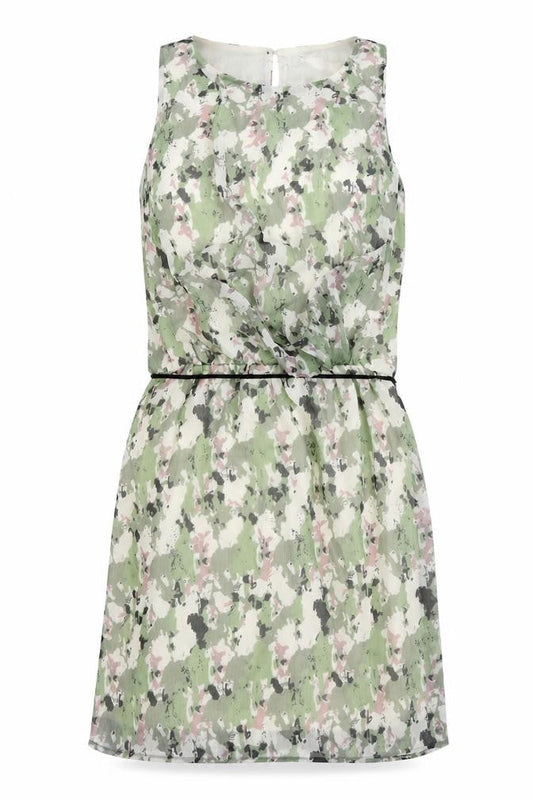 Garcia Womens Green Geometric Polyester Tank Dress Size 10 Boat Neck Button