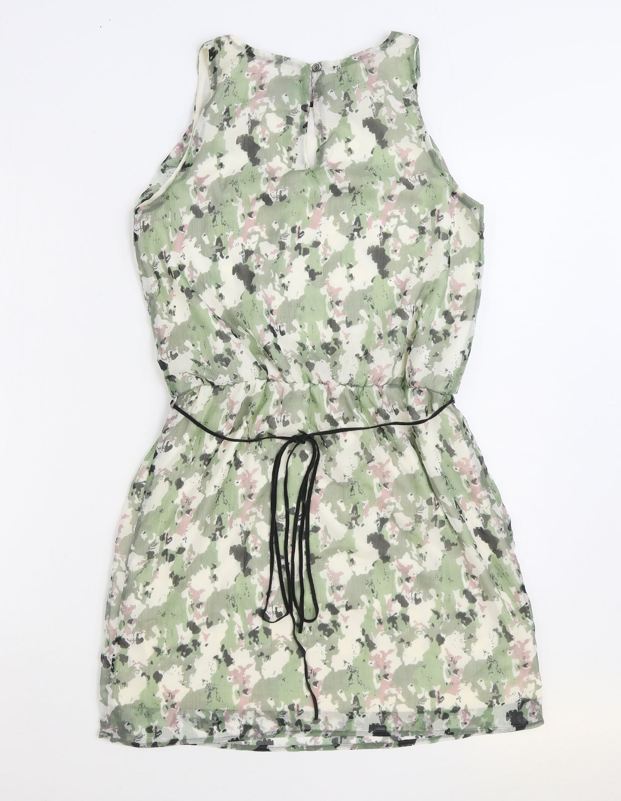 Garcia Womens Green Geometric Polyester Tank Dress Size 10 Boat Neck Button