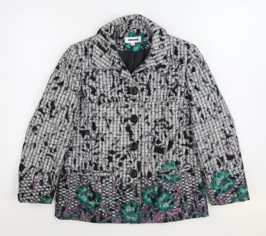 Gerard Womens Multicoloured Geometric Pea Coat Coat Size 12 Button