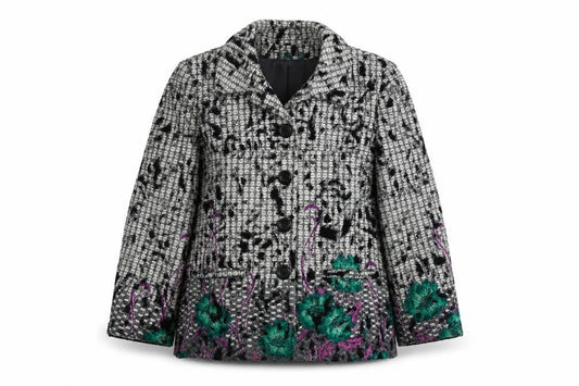 Gerard Womens Multicoloured Geometric Pea Coat Coat Size 12 Button