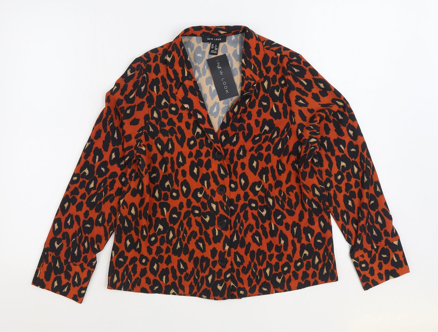 Womens UK Size 8 New Look Orange Basic Button-Up