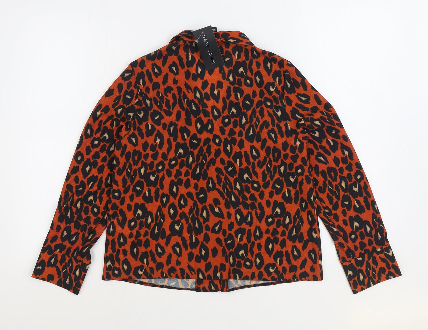 Womens UK Size 8 New Look Orange Basic Button-Up