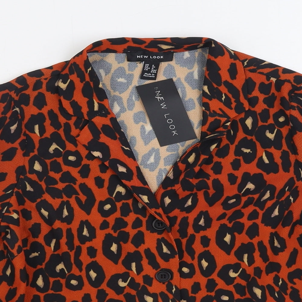 Womens UK Size 8 New Look Orange Basic Button-Up